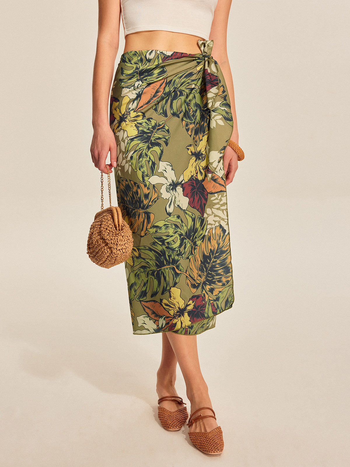 Floral Tie Wrap Maxi Skirt — Svelte Chic