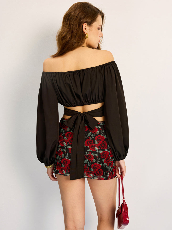 Şık Çiçek Desenli File Etek