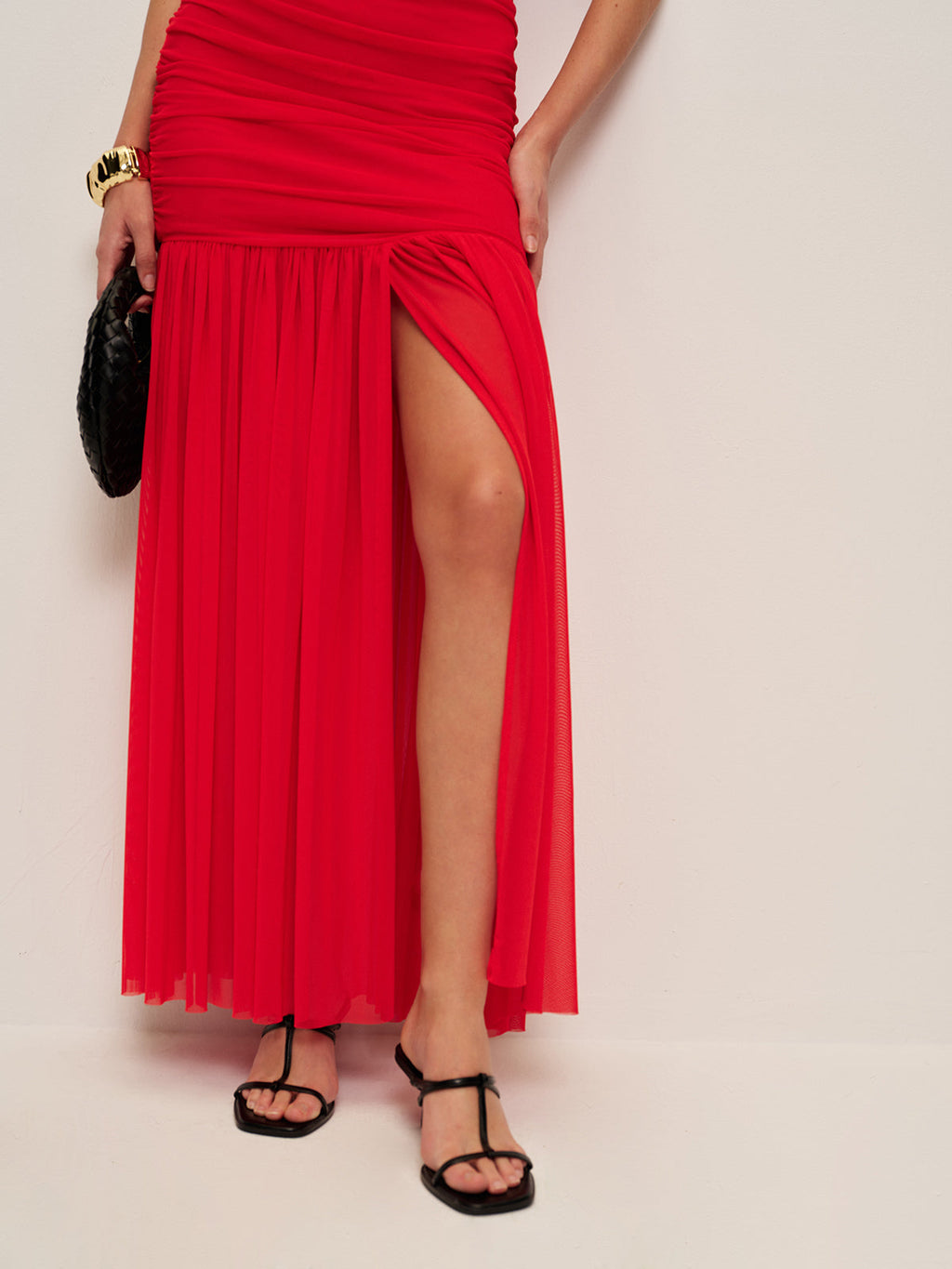 Ruched One Shoulder Split Maxi Dress — Svelte Chic