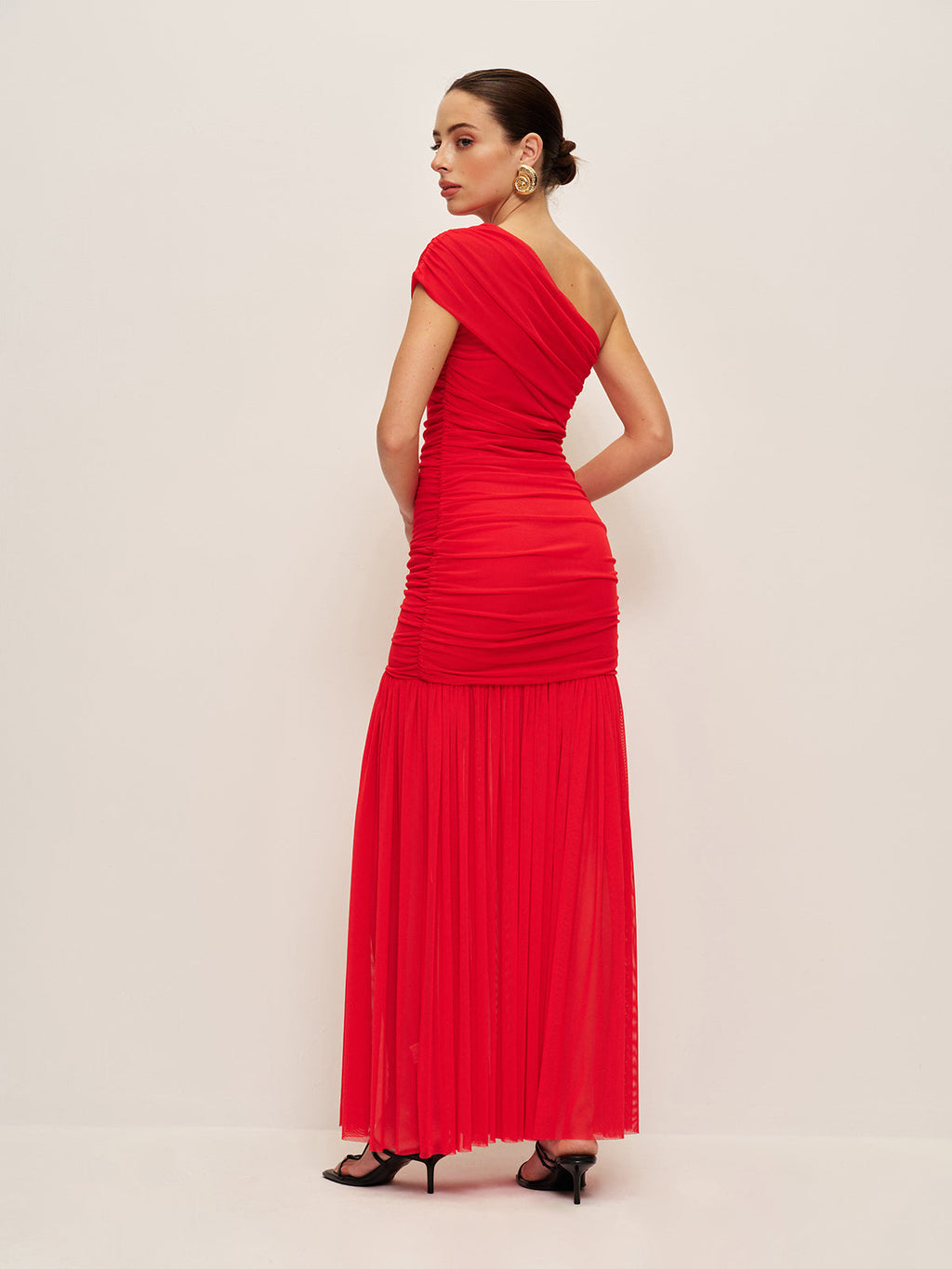 Ruched One Shoulder Split Maxi Dress — Svelte Chic