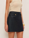Metal Detail Mid Waist Skirt in Black — Svelte Chic