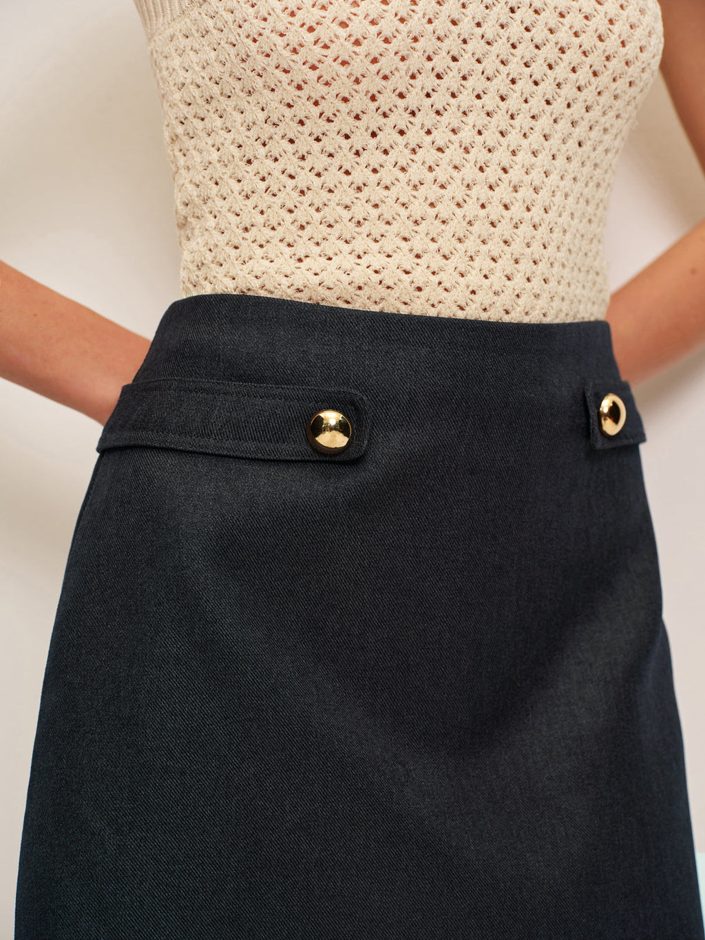 Metal Detail Mid Waist Skirt — Svelte Chic