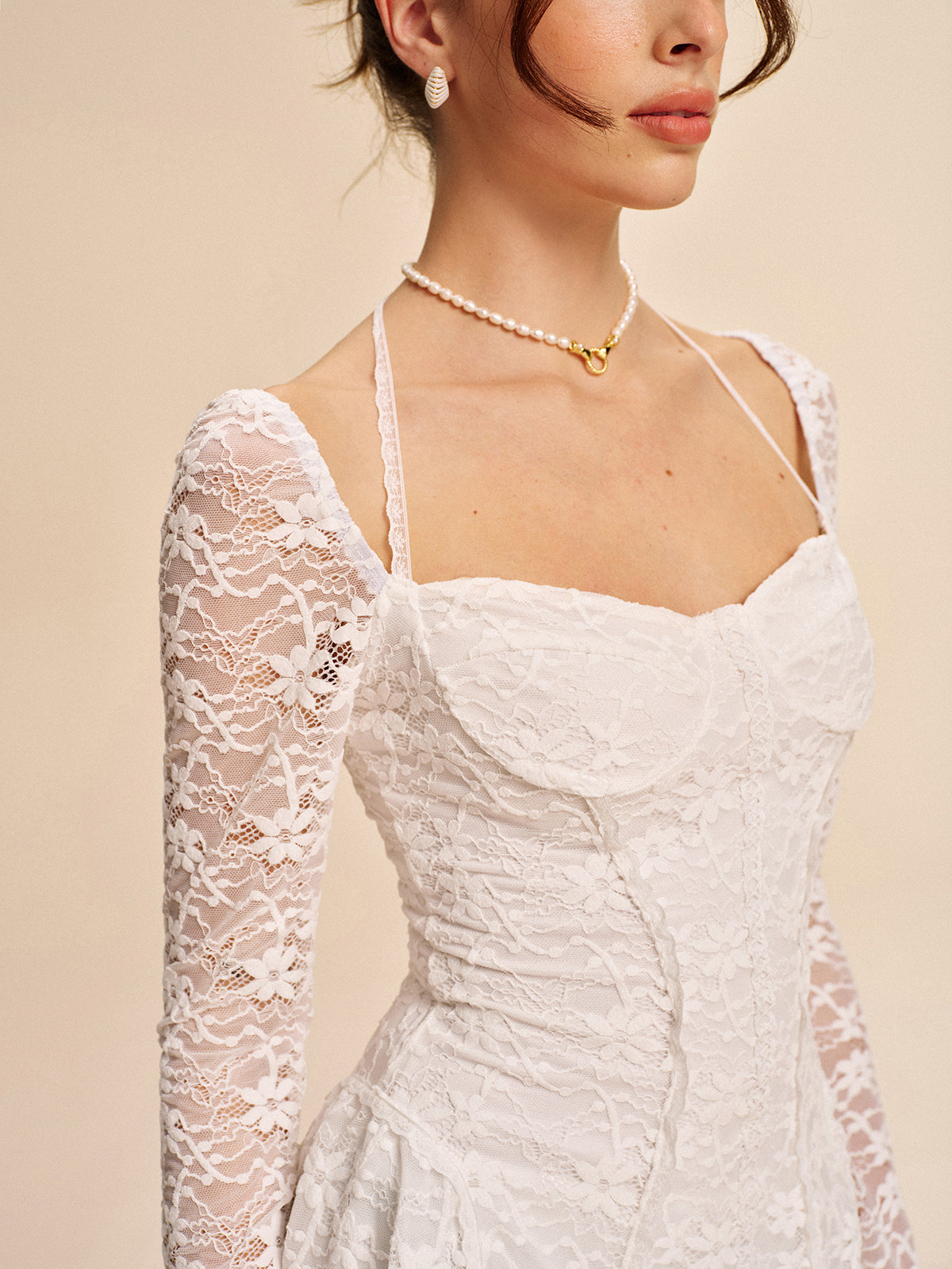 Lace Corset Halter Mini Dress — Svelte Chic