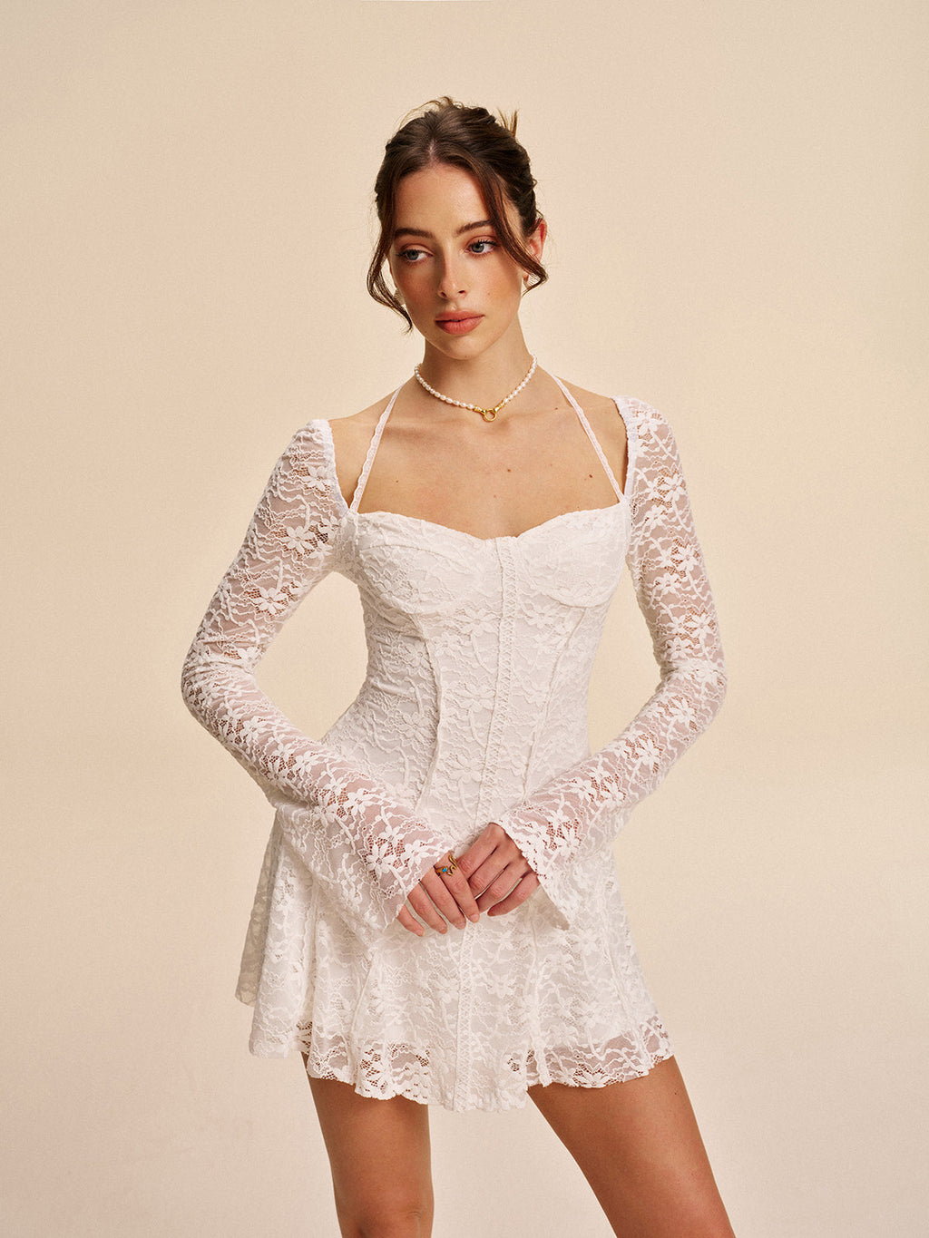 Lace Corset Halter Mini Dress — Svelte Chic