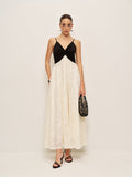 Two Tone Twist Front Cami Maxi Dress in Off-White — Svelte Chic