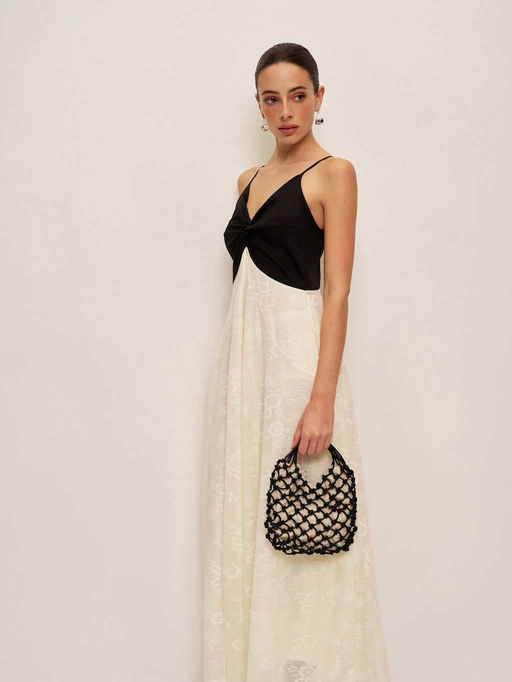 Two Tone Twist Front Cami Maxi Dress — Svelte Chic