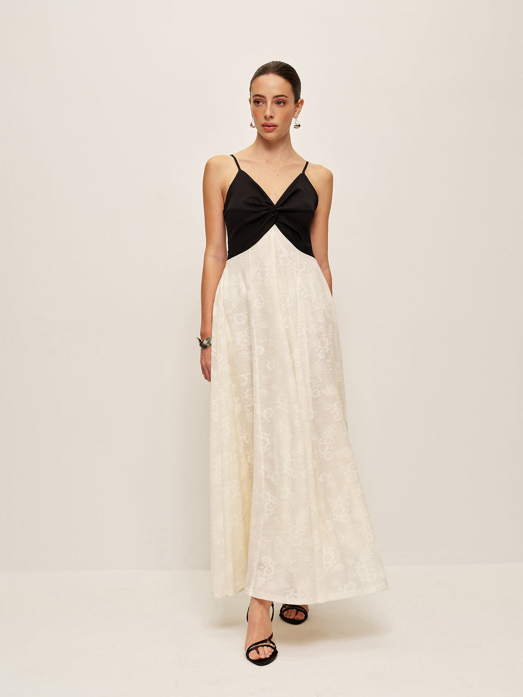 Two Tone Twist Front Cami Maxi Dress — Svelte Chic