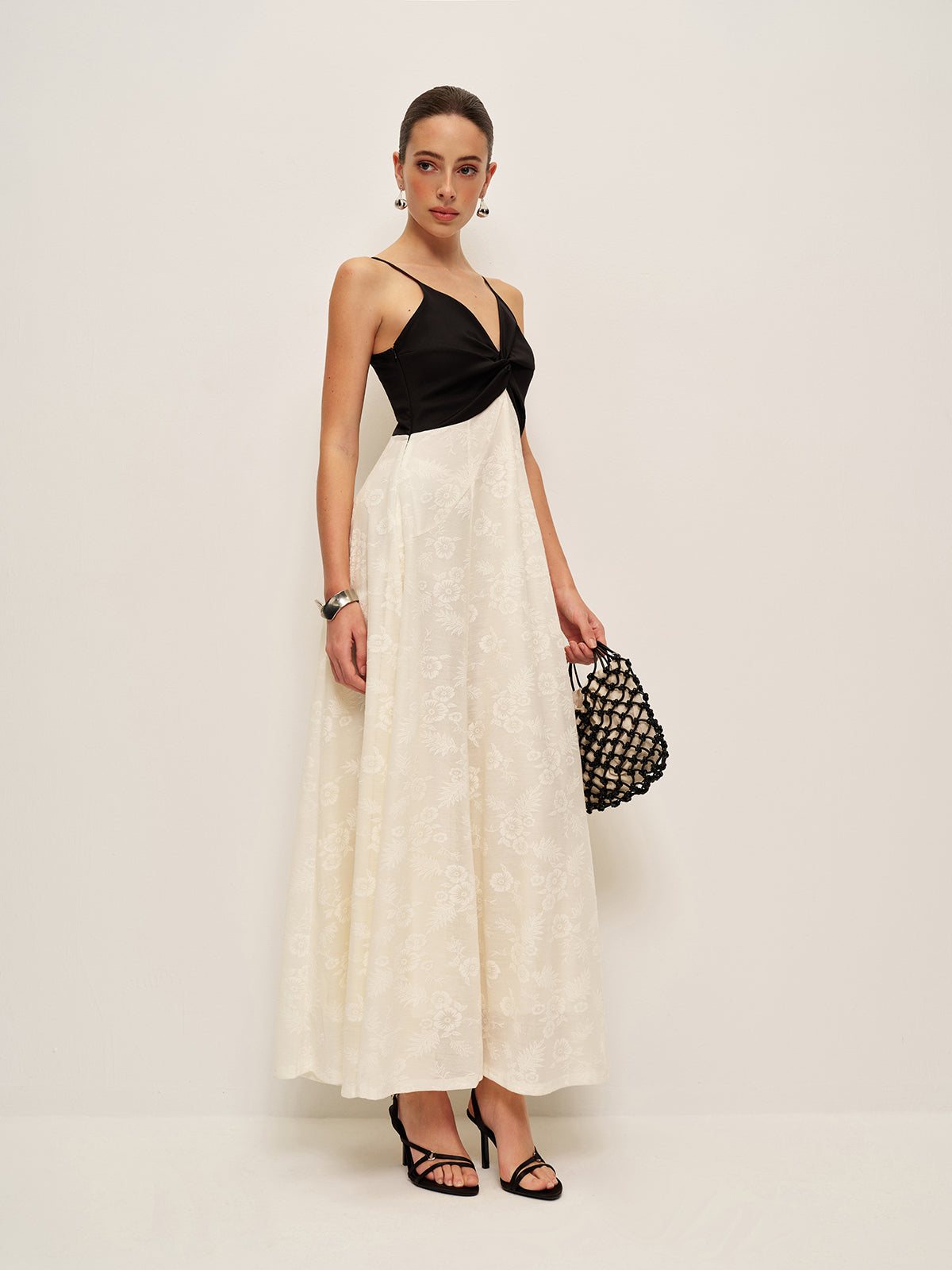 Two Tone Twist Front Cami Maxi Dress — Svelte Chic