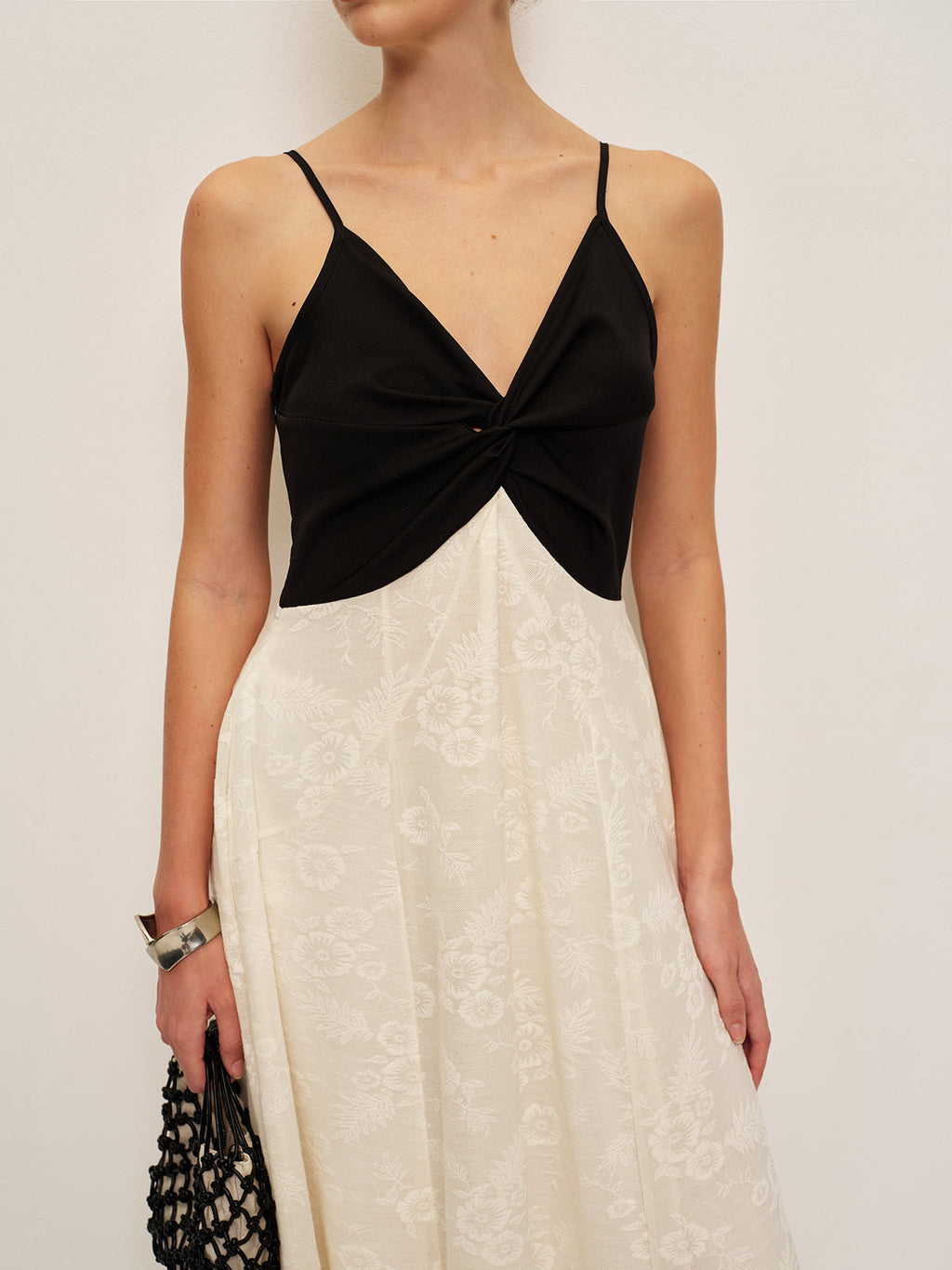 Two Tone Twist Front Cami Maxi Dress — Svelte Chic