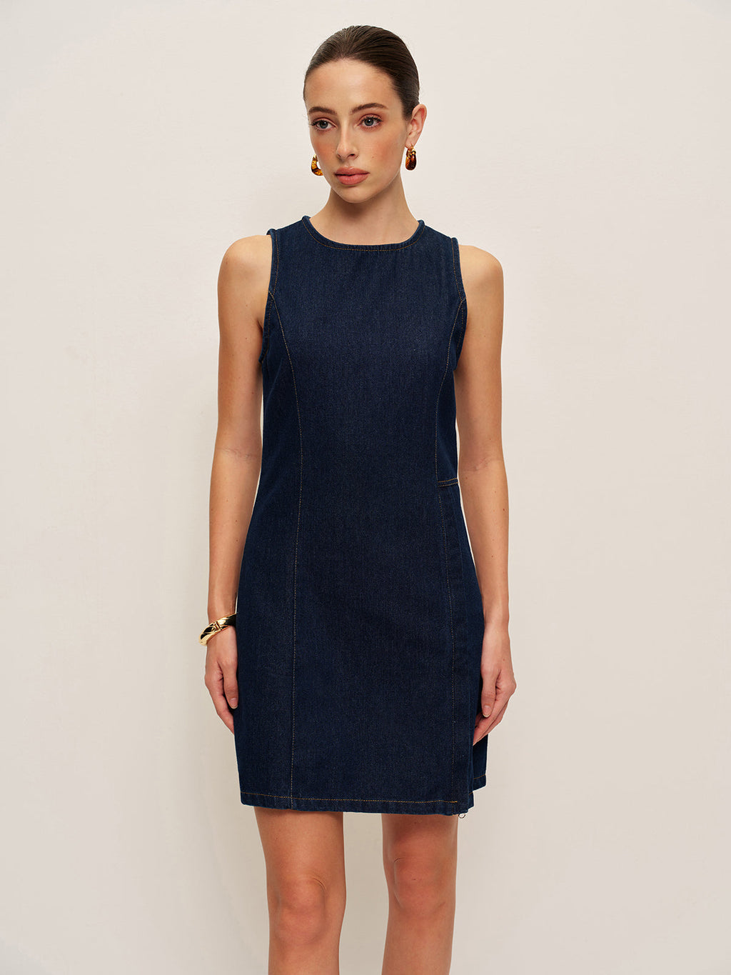 Sleeveless Denim Split Dress — Svelte Chic
