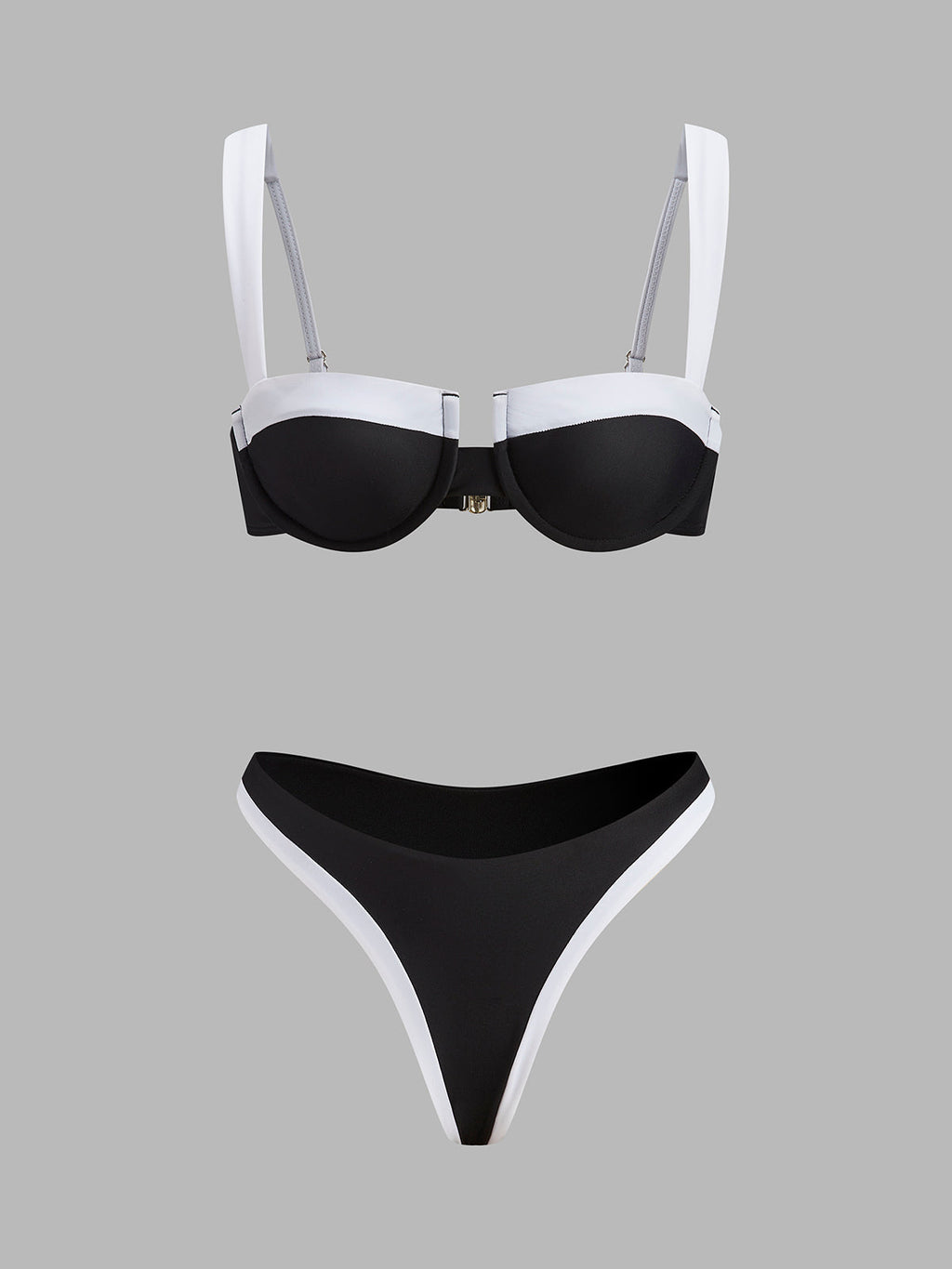 Contrast Trim Cutout Bikini Set — Svelte Chic