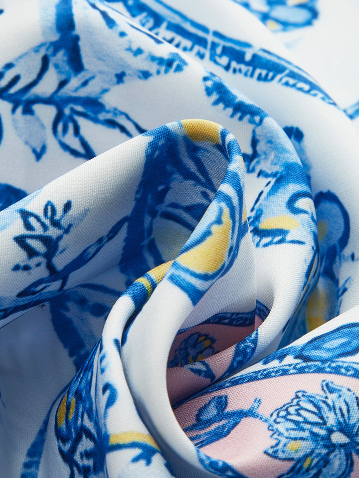 Çekici Çiçek Desenli Bağlı Omuz Detaylı Elbise