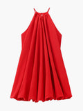 Pleated Button Cami Mini Dress in Red — Svelte Chic