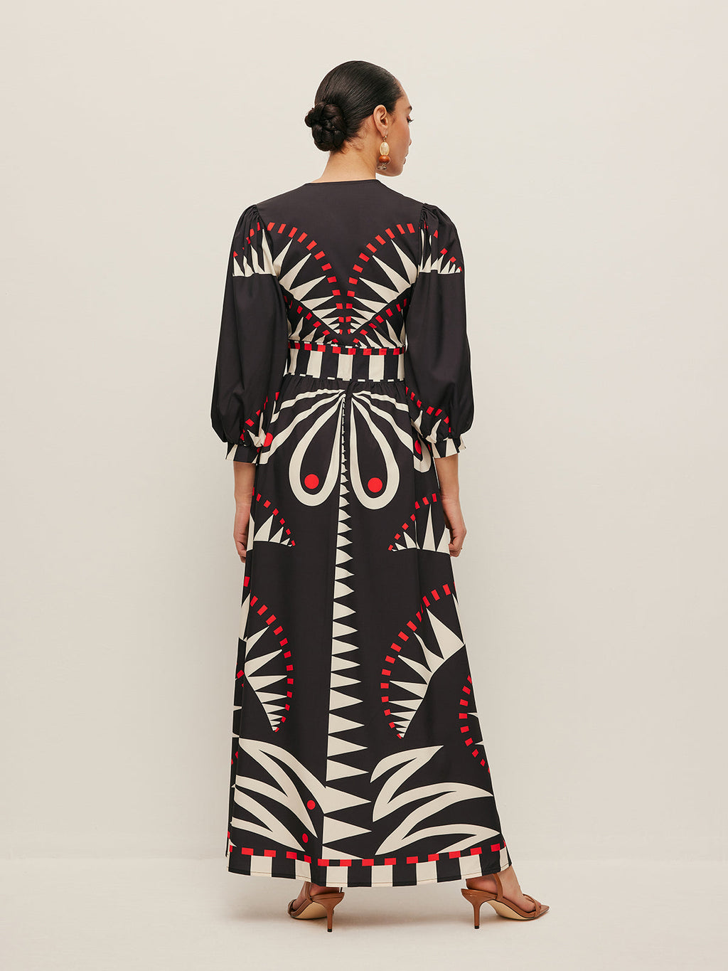 Geometric Print V-Neck Split Maxi Dress — Svelte Chic