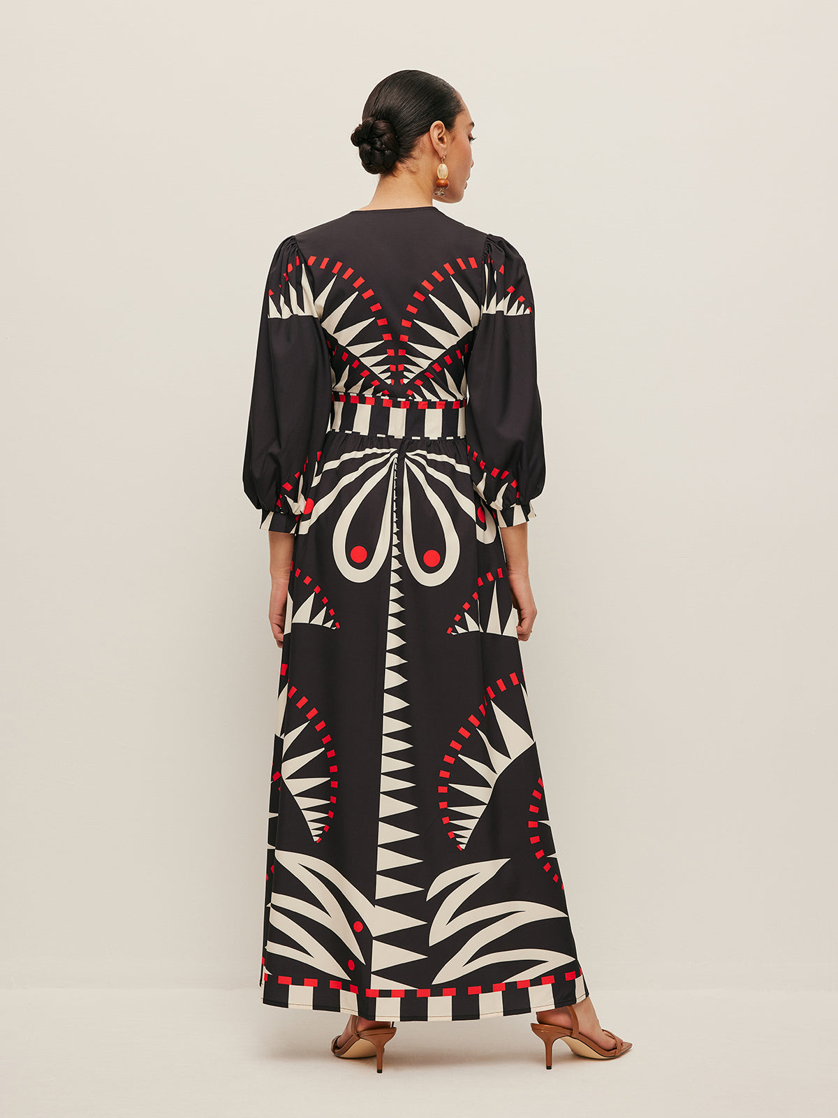 Geometric Print V-Neck Split Maxi Dress — Svelte Chic