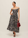Off Shoulder Floral Maxi Dress in Black — Svelte Chic