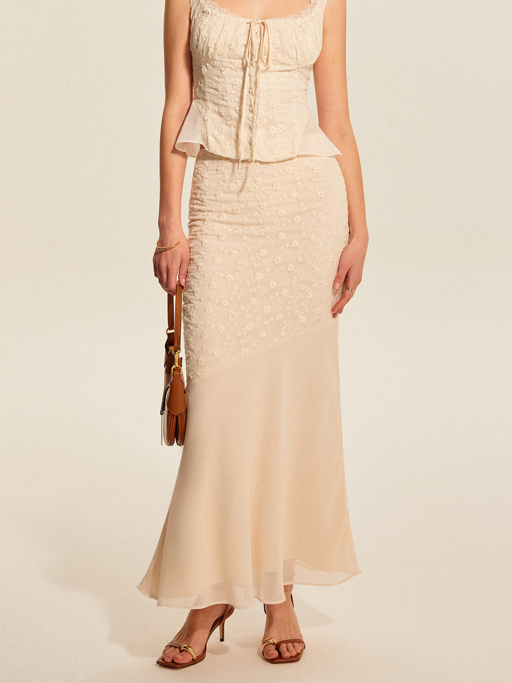 Floral Embroidered Jacquard Maxi Skirt — Svelte Chic