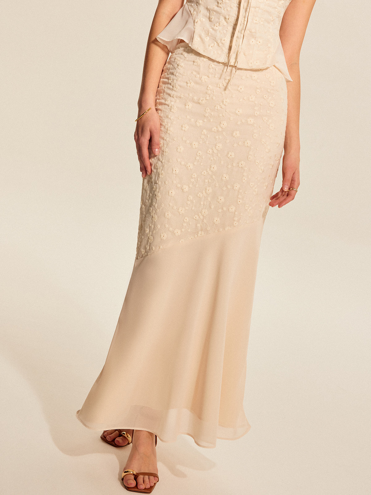 Floral Embroidered Jacquard Maxi Skirt — Svelte Chic