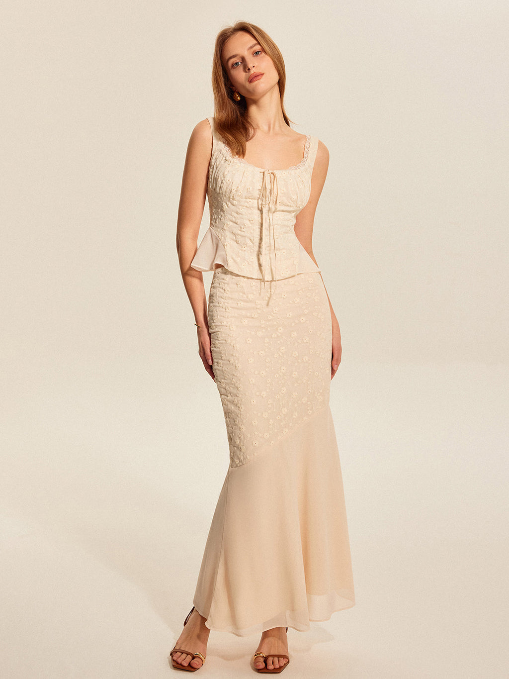 Floral Embroidered Jacquard Maxi Skirt — Svelte Chic