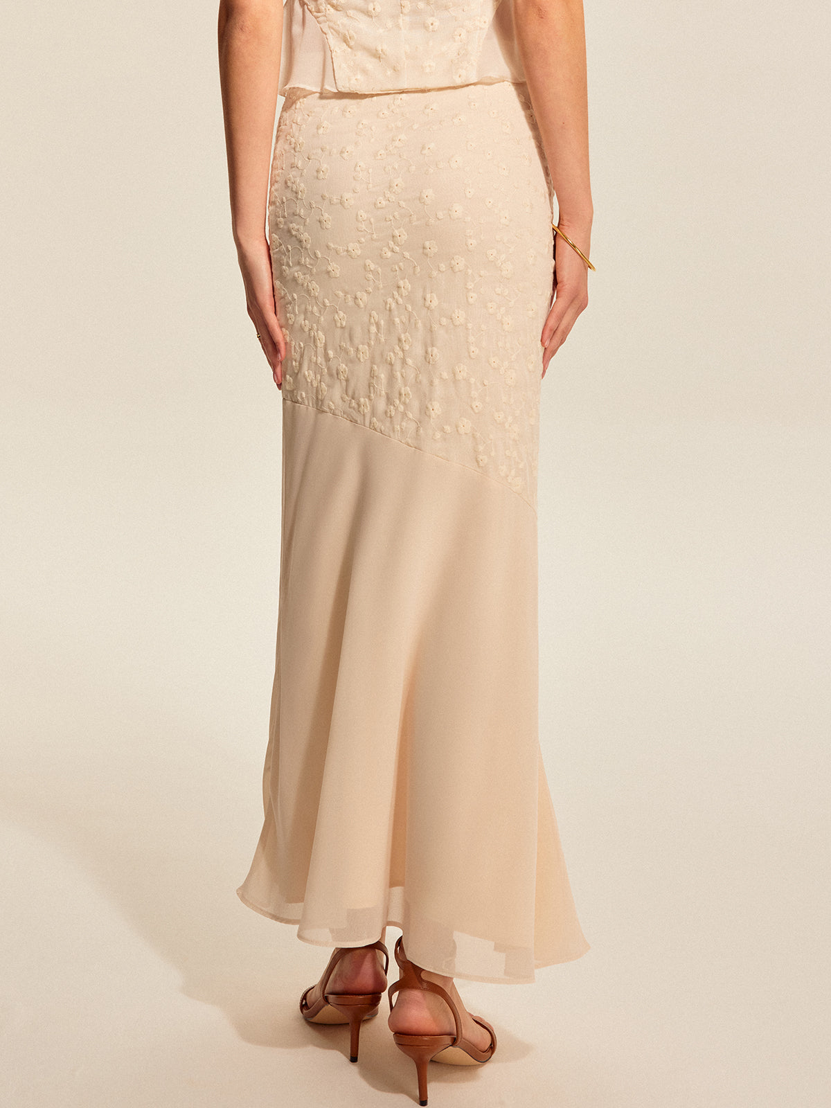 Floral Embroidered Jacquard Maxi Skirt — Svelte Chic