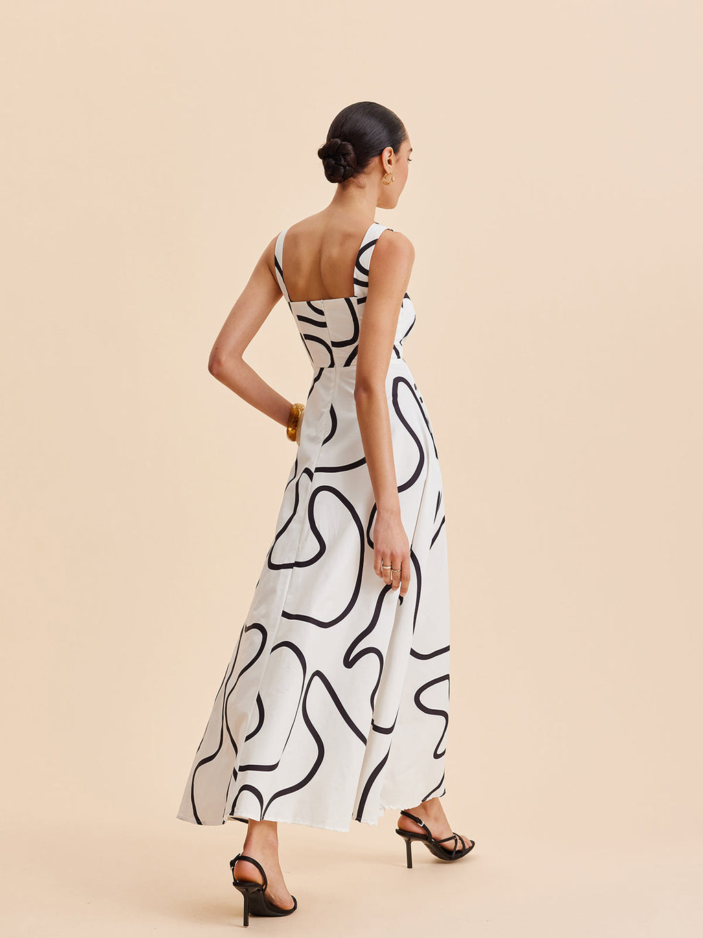 Abstract Line Print Cami Maxi Dress — Svelte Chic