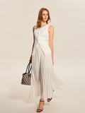 Knot Vest and Pleated Skirt Set in White — Svelte Chic