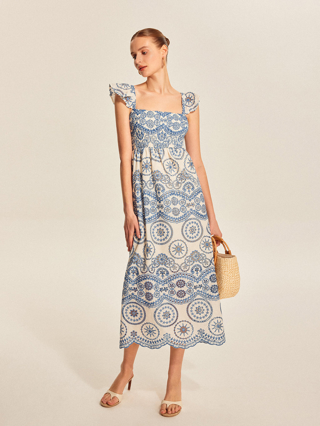 Embroidered Cotton Maxi Dress — Svelte Chic