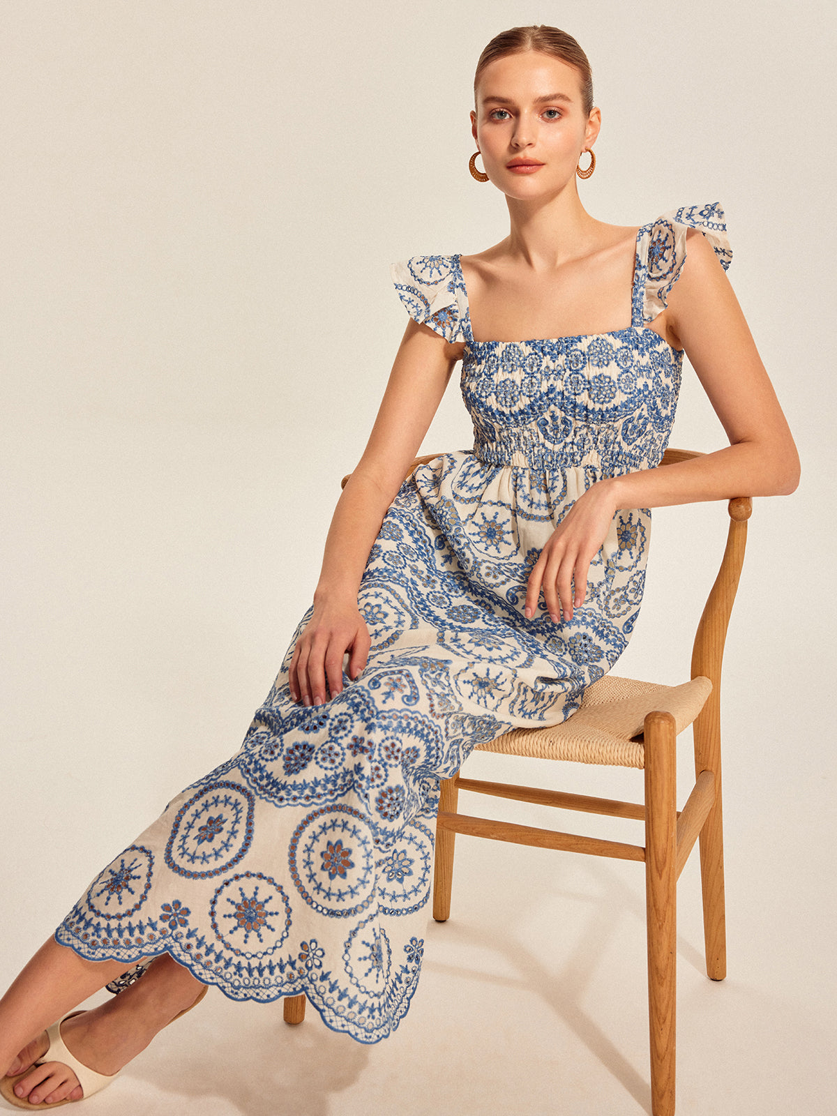 Embroidered Cotton Maxi Dress — Svelte Chic