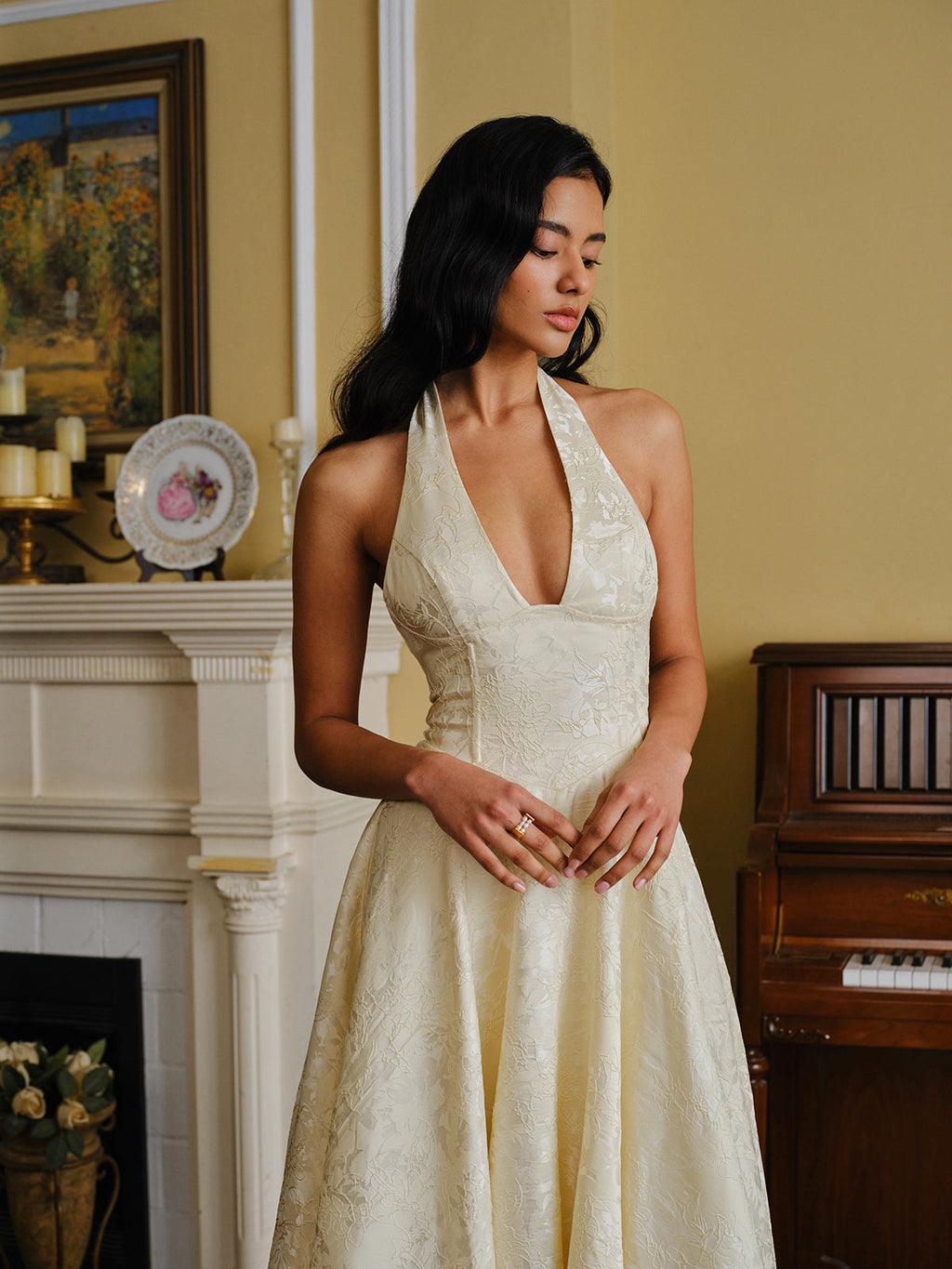 Solana Halter Satin Maxi Dress — Svelte Chic