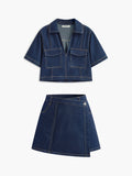 Denim Pocket Short Set in Navy — Svelte Chic