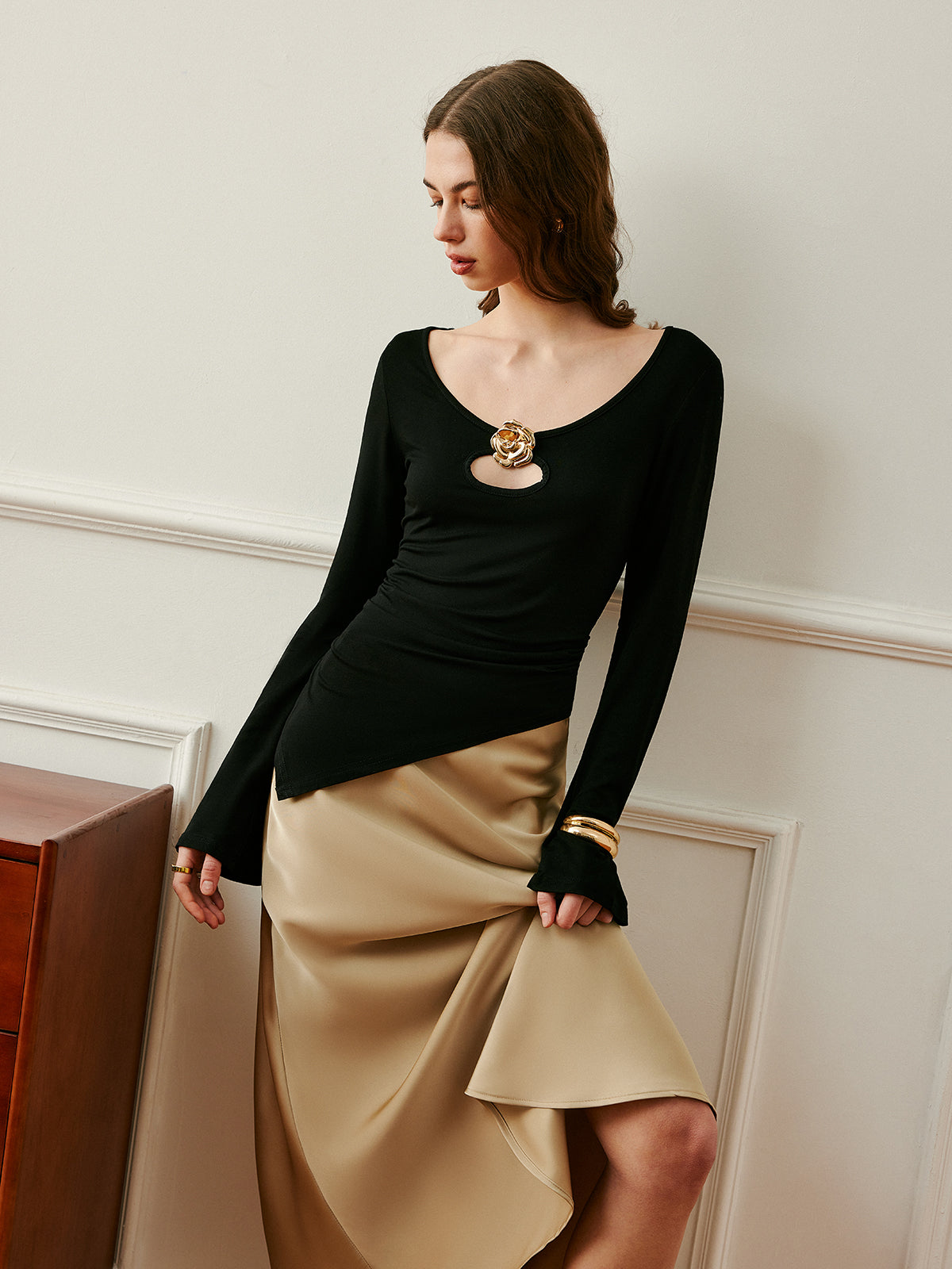 High Waist Satin Midi Skirt — Svelte Chic