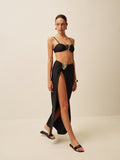 Metal Accent Twist Sarong Skirt in Black — Svelte Chic