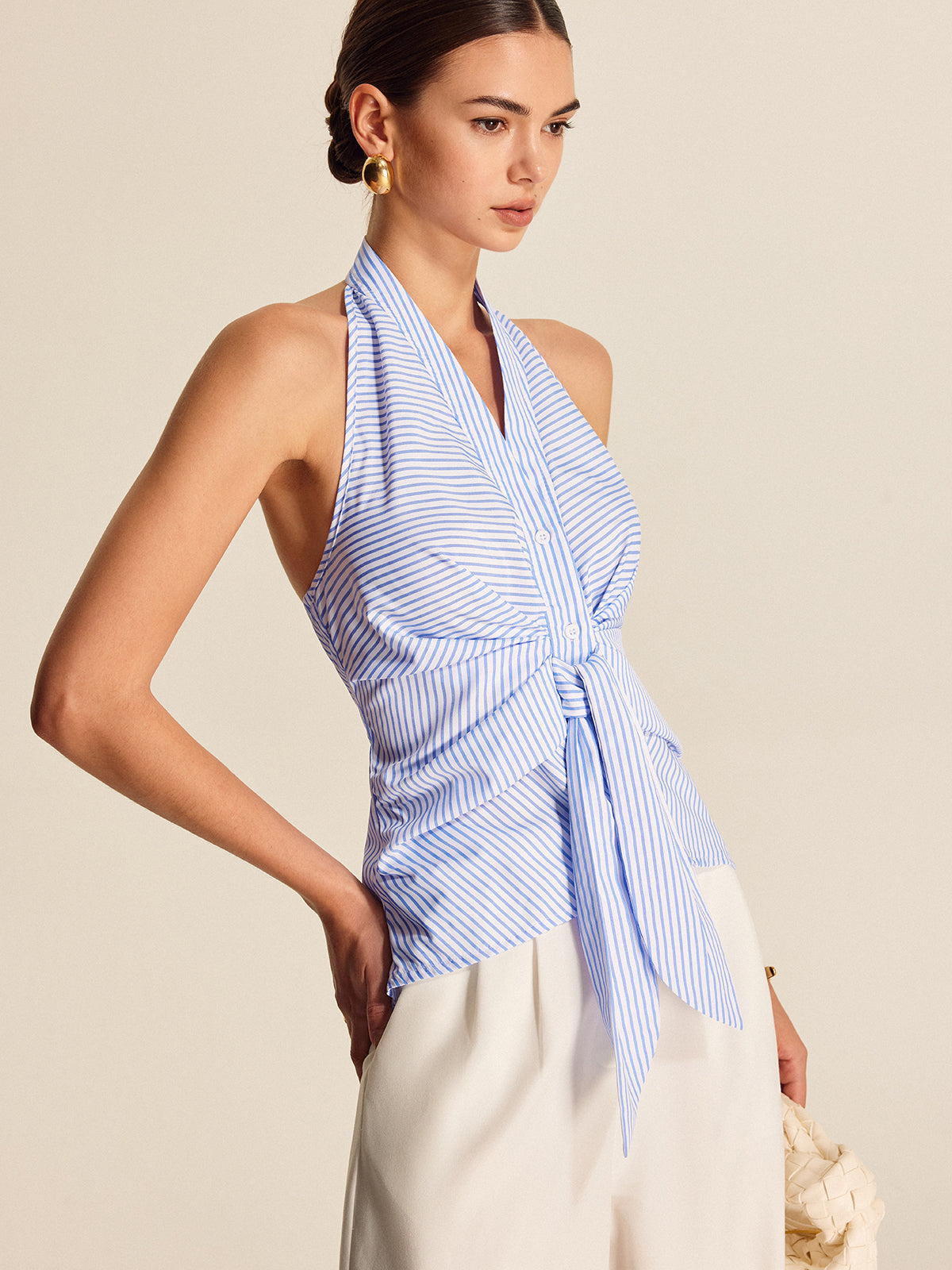 Striped Halter Tie Top — Svelte Chic