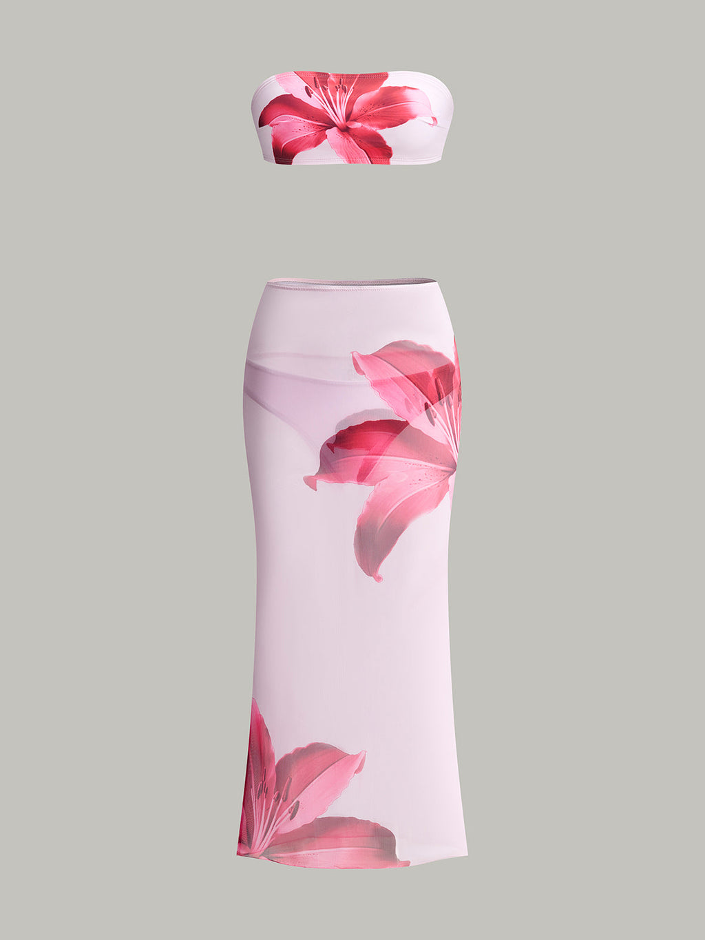 Floral Bandeau Bikini with Cover Up Skirt — Svelte Chic