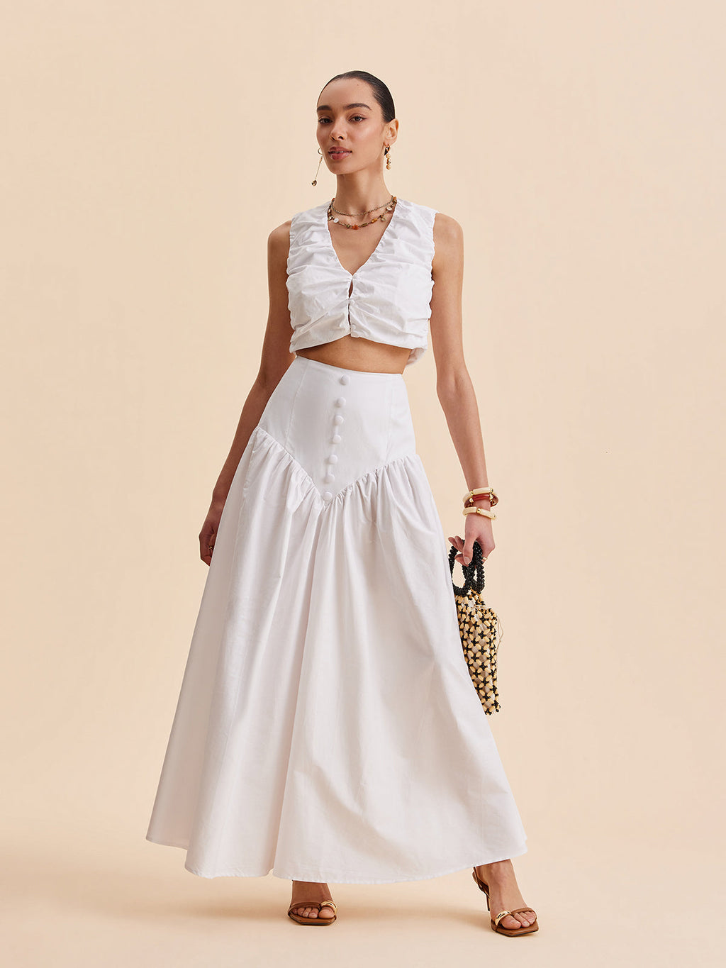 Pleated Cropped Top and Button Skirt Set — Svelte Chic