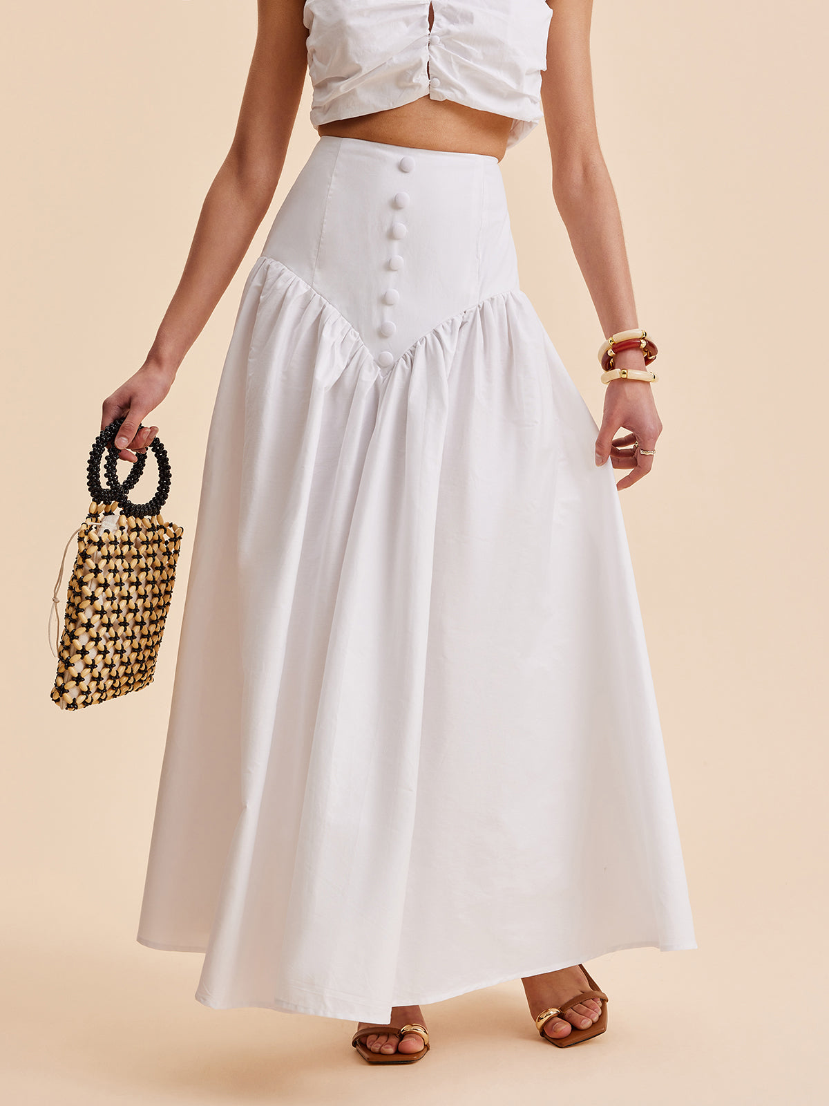 Pleated Cropped Top and Button Skirt Set — Svelte Chic