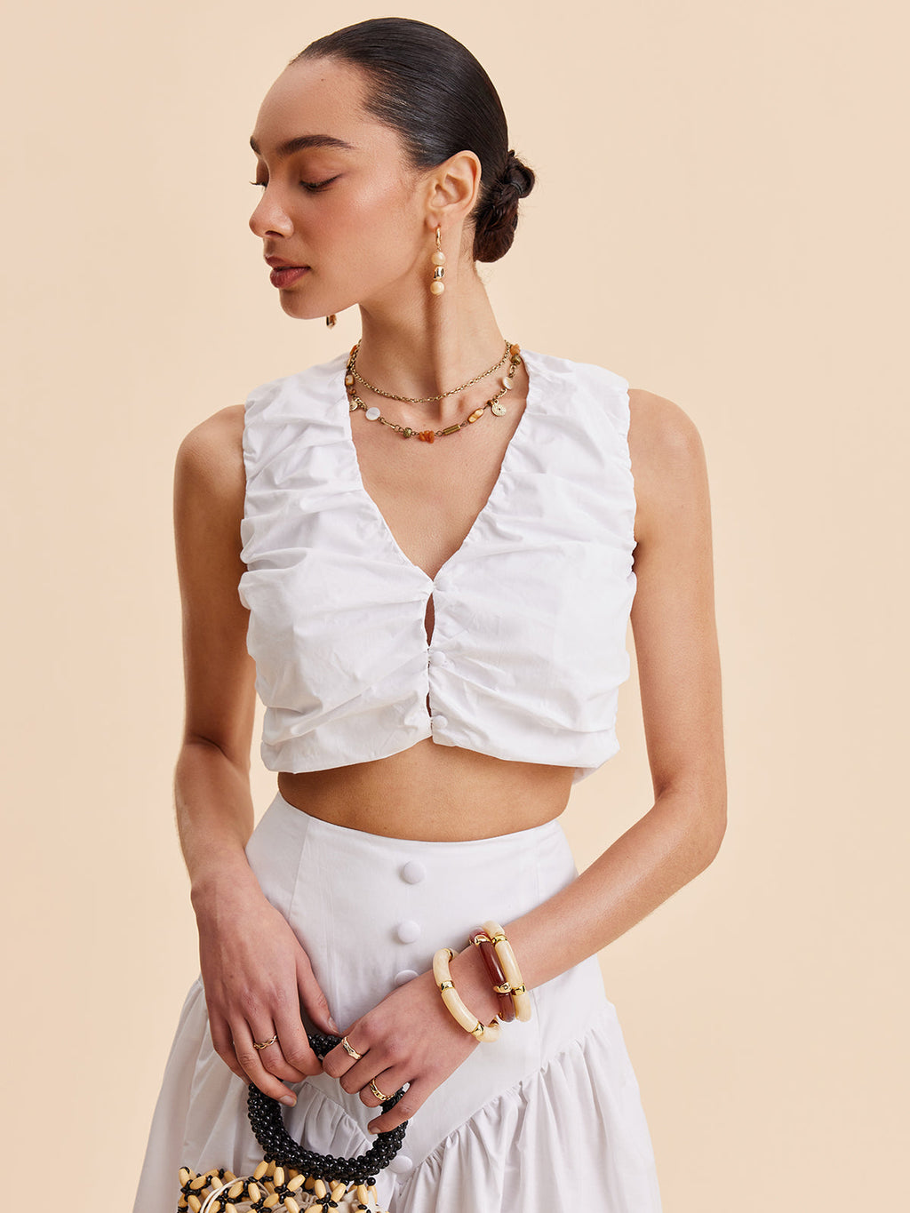 Pleated Cropped Top and Button Skirt Set — Svelte Chic