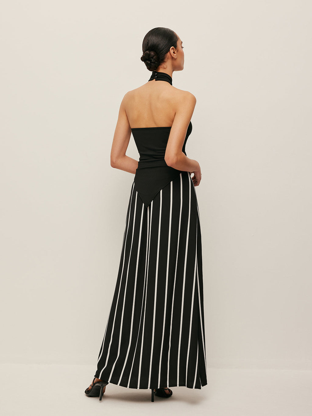 High Neck Asymmetric Stripe Skirt Set — Svelte Chic
