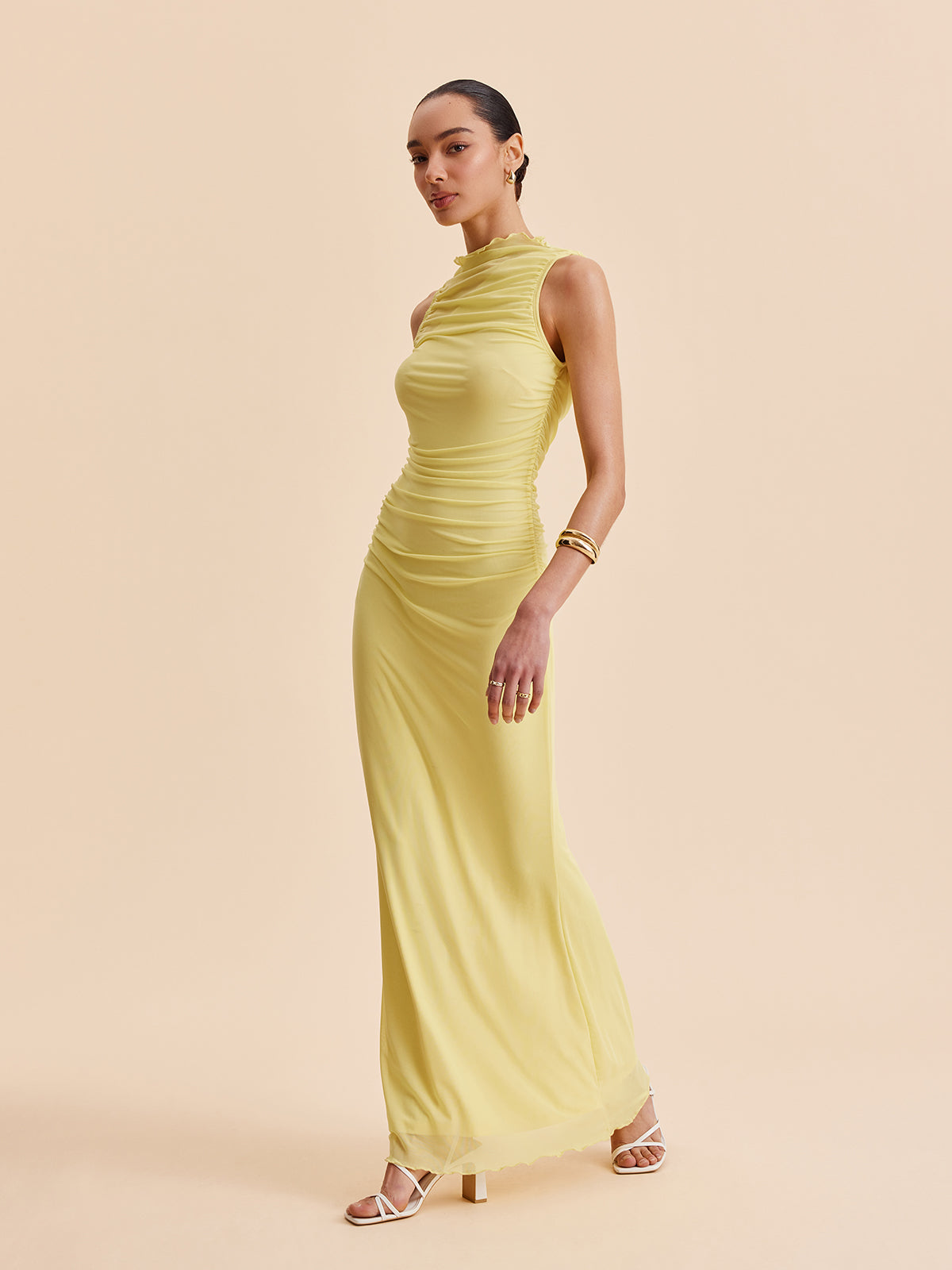 Pleated Mesh Strapless Maxi Dress — Svelte Chic