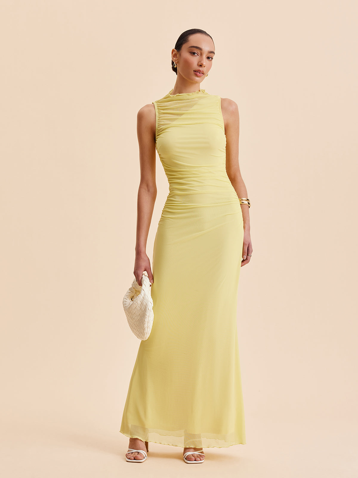 Pleated Mesh Strapless Maxi Dress — Svelte Chic