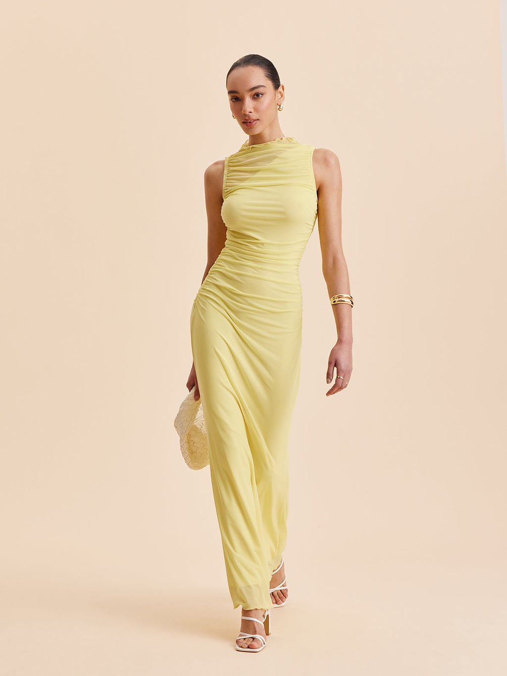 Pleated Mesh Strapless Maxi Dress — Svelte Chic