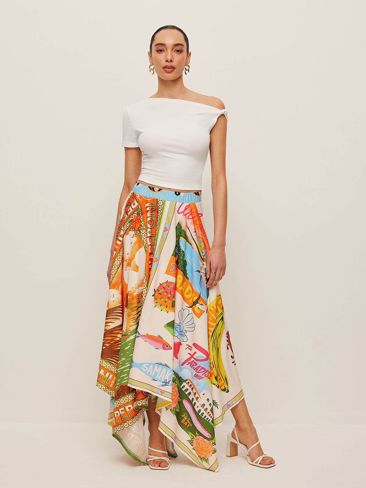 Printed Handkerchief Hem Maxi Skirt — Svelte Chic