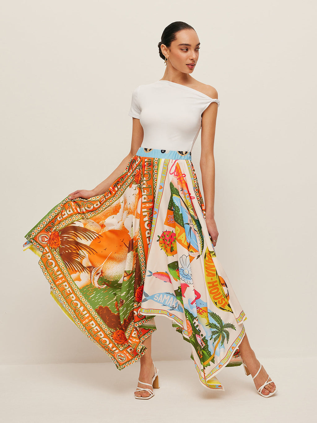Printed Handkerchief Hem Maxi Skirt — Svelte Chic