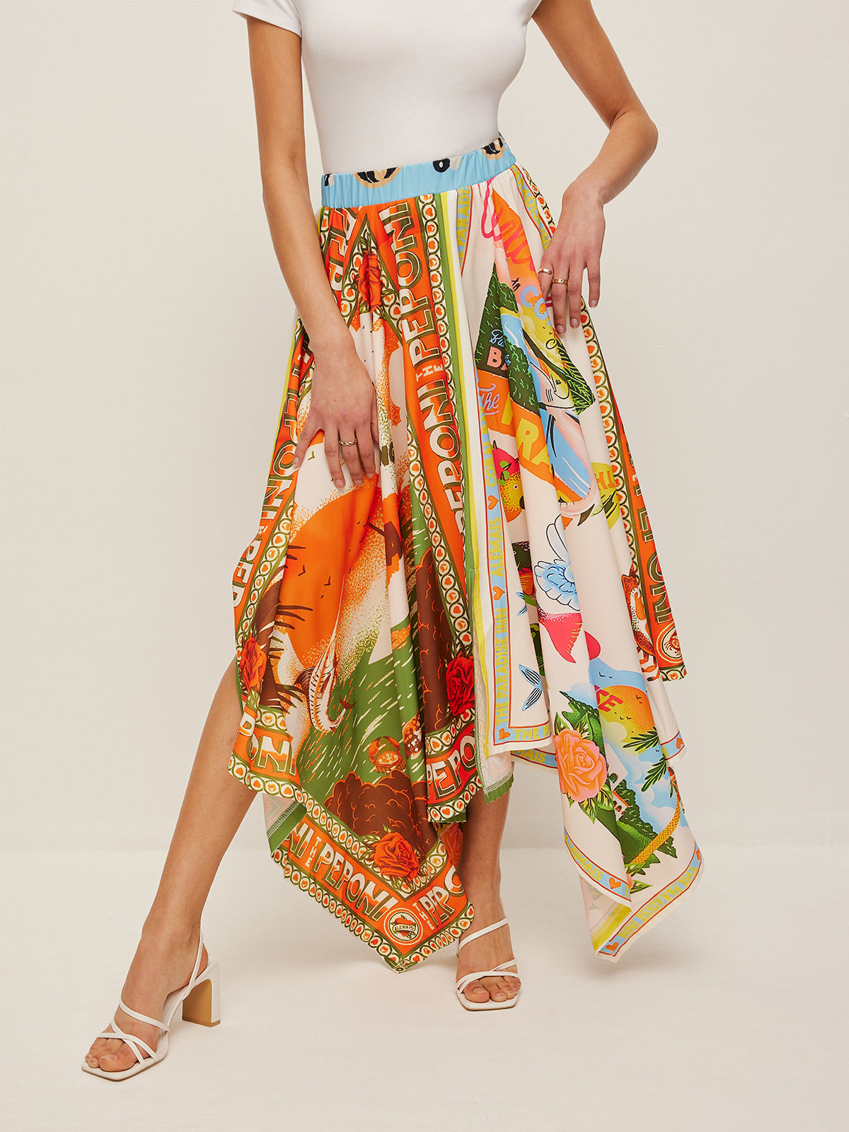 Printed Handkerchief Hem Maxi Skirt — Svelte Chic
