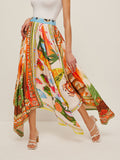 Printed Handkerchief Hem Maxi Skirt in Multicolor — Svelte Chic
