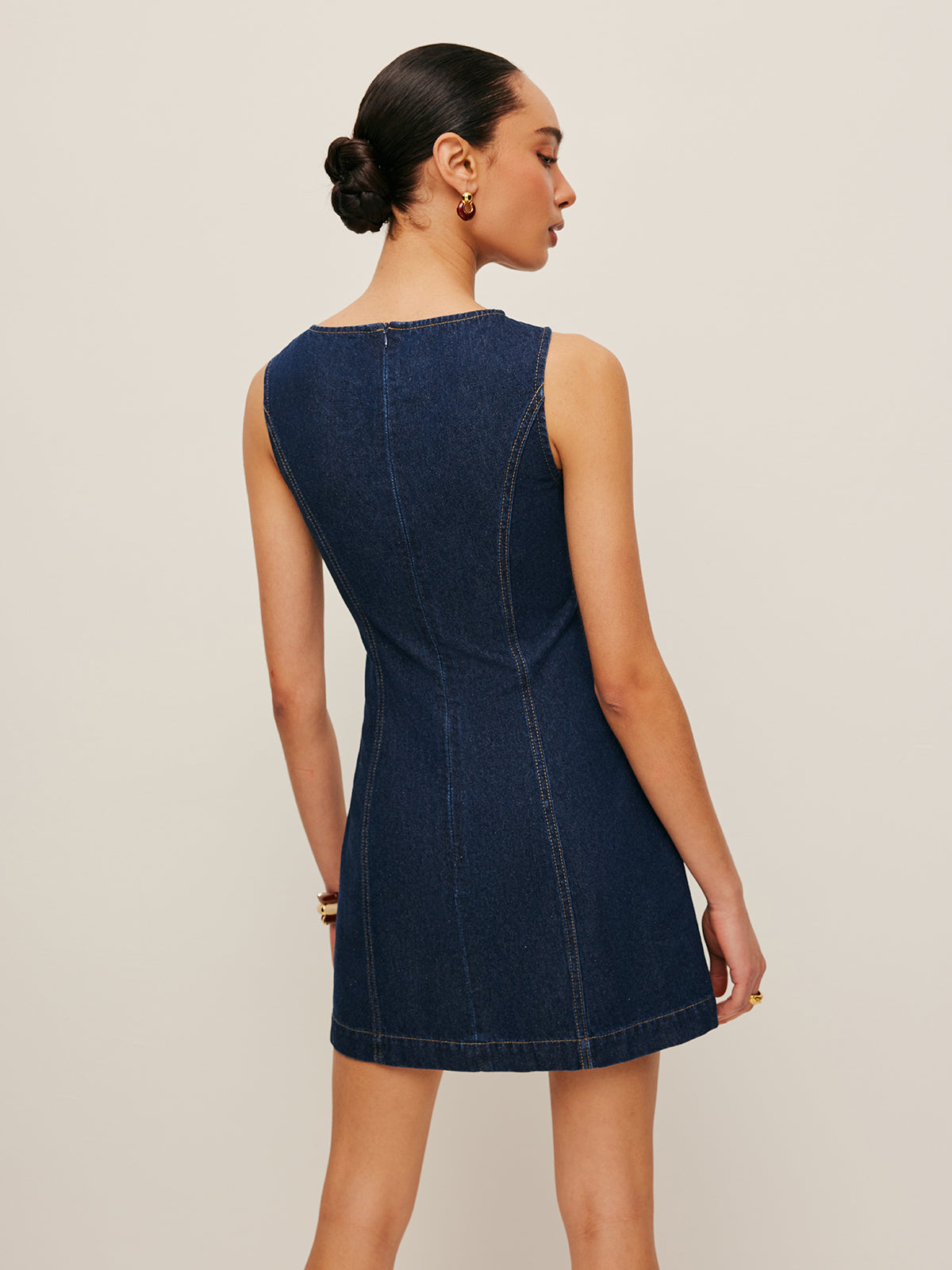 Sleeveless Denim Mini Dress — Svelte Chic