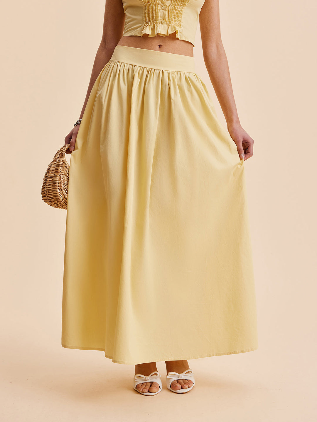 Şık Volanlı Crop Top ve Etek Takımı