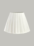 Pleated Mid Waist Mini Skirt in White — Svelte Chic