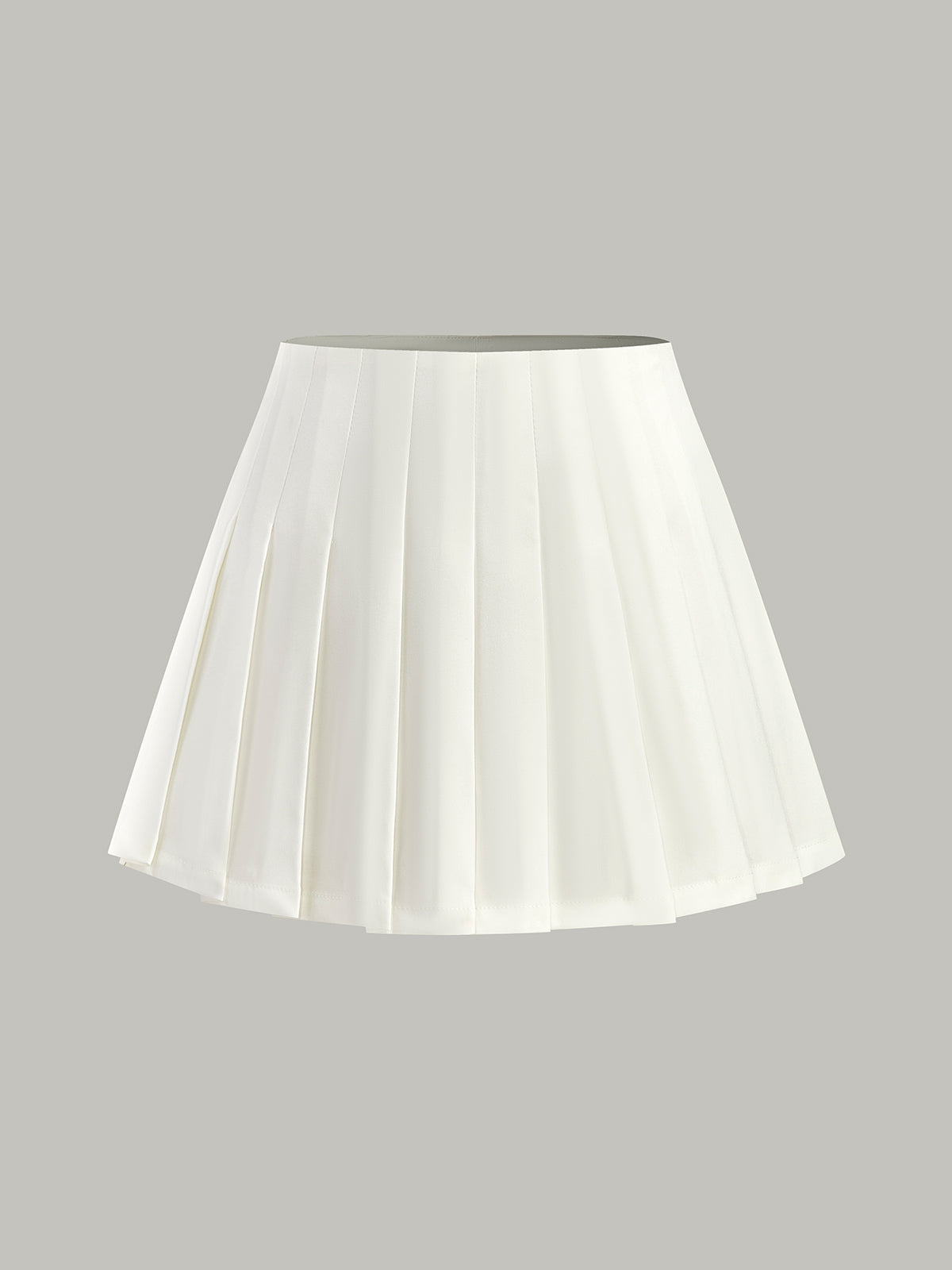 Pleated Mid Waist Mini Skirt in White — Svelte Chic