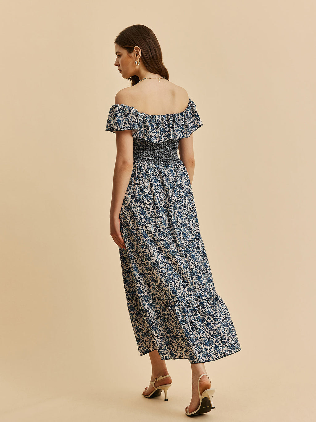 Off Shoulder Floral Ruffle Maxi Dress — Svelte Chic